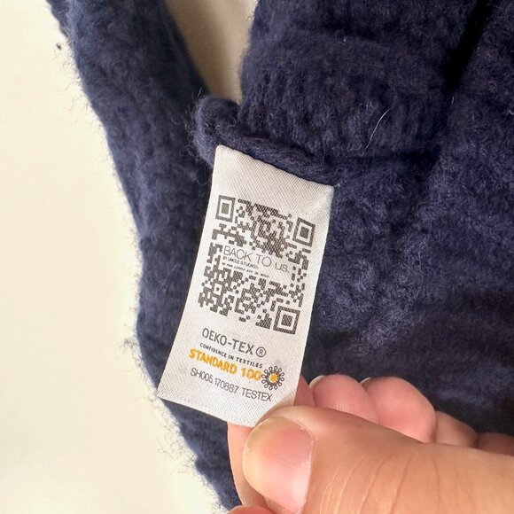 Uncle Studio 100% Wool Cable Knit Sweater Navy Blue Small - Picture 6 of 7